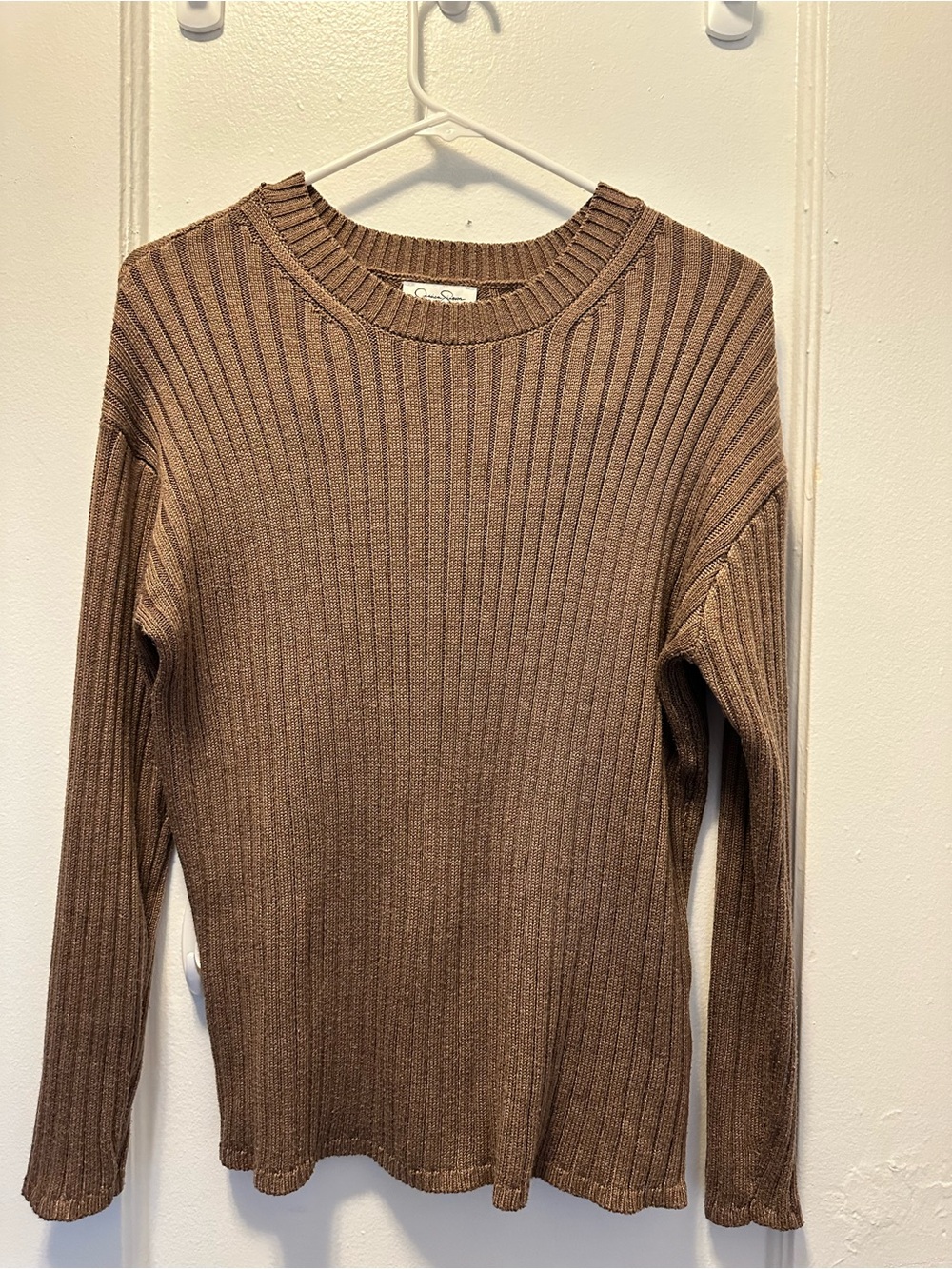 Jessica Simpson Brown Ribbed Long Sleeve Sweater
